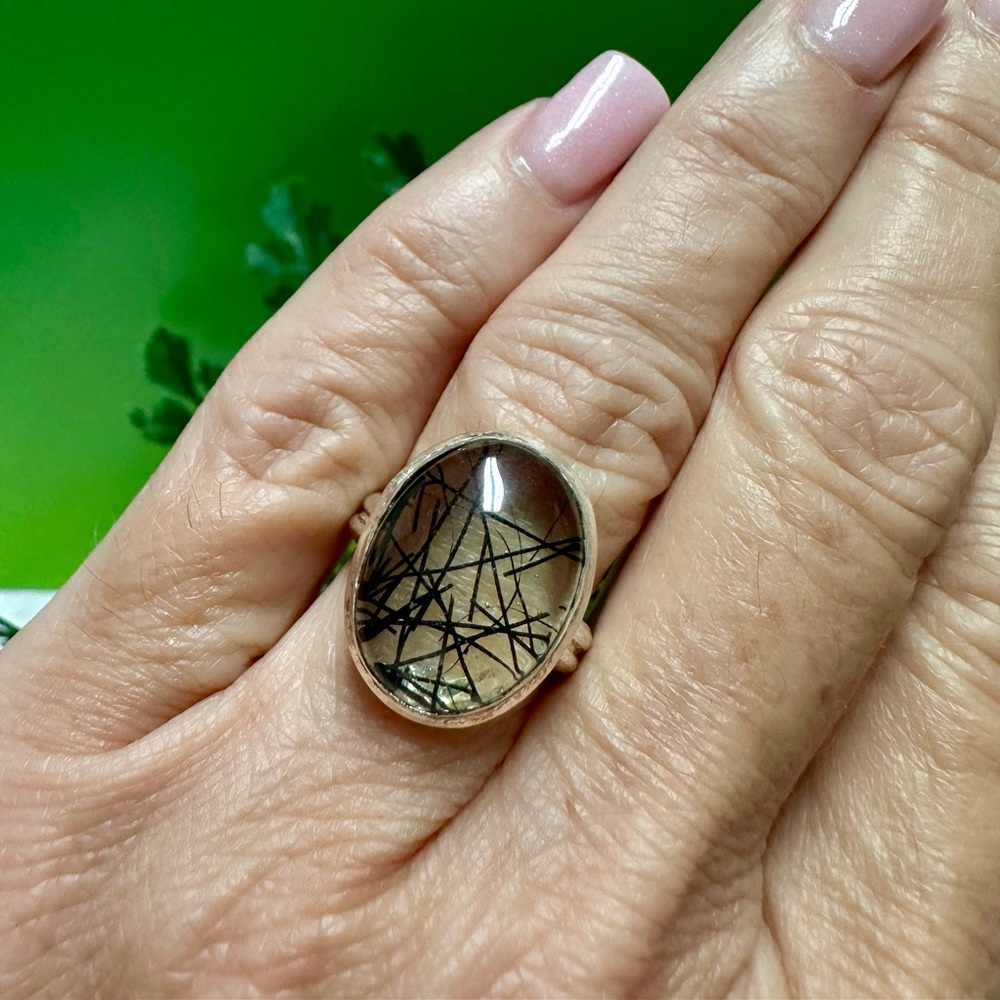 Tourmalinated Quartz Ring - image 1